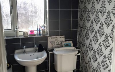Bathroom re-furb with feature wallpaper